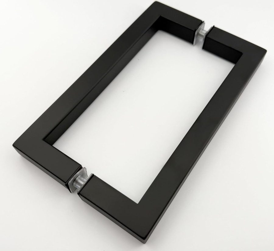Glas Plus black square handle: product photo of a square handle in matte black on a white background