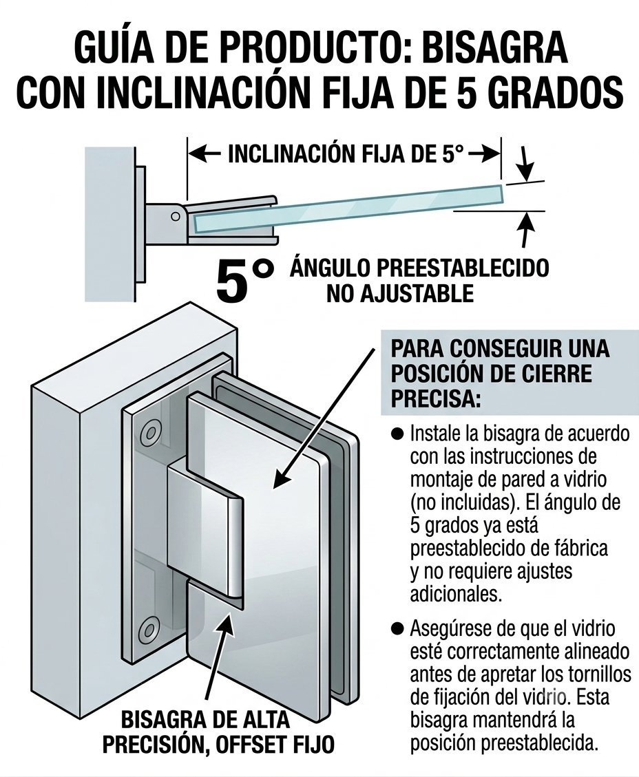 Product guide: hinge with a fixed 5-degree angle (precise closing)