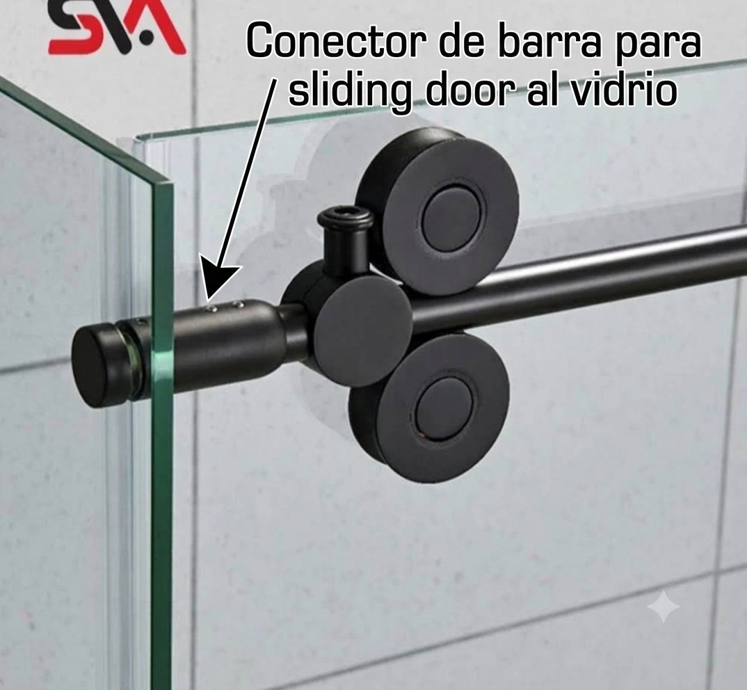 Bar connector for a sliding door to the glass