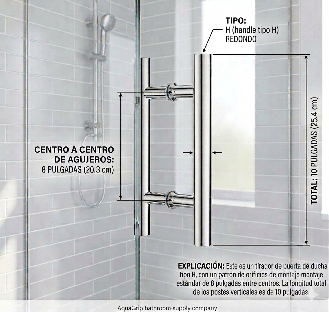 Round H-type handle: 8-inch center-to-center, 10-inch total length