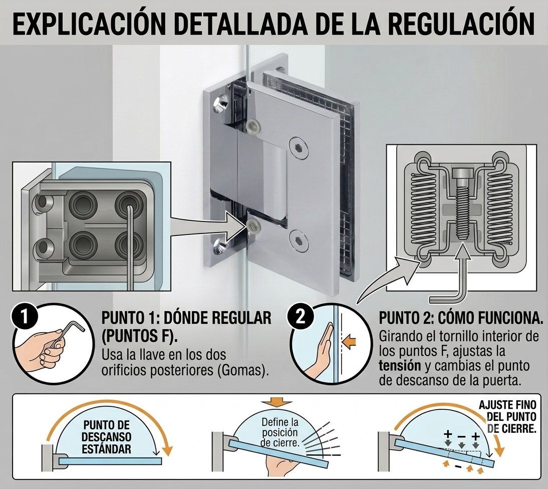 Detailed explanation of hinge adjustment (F points)