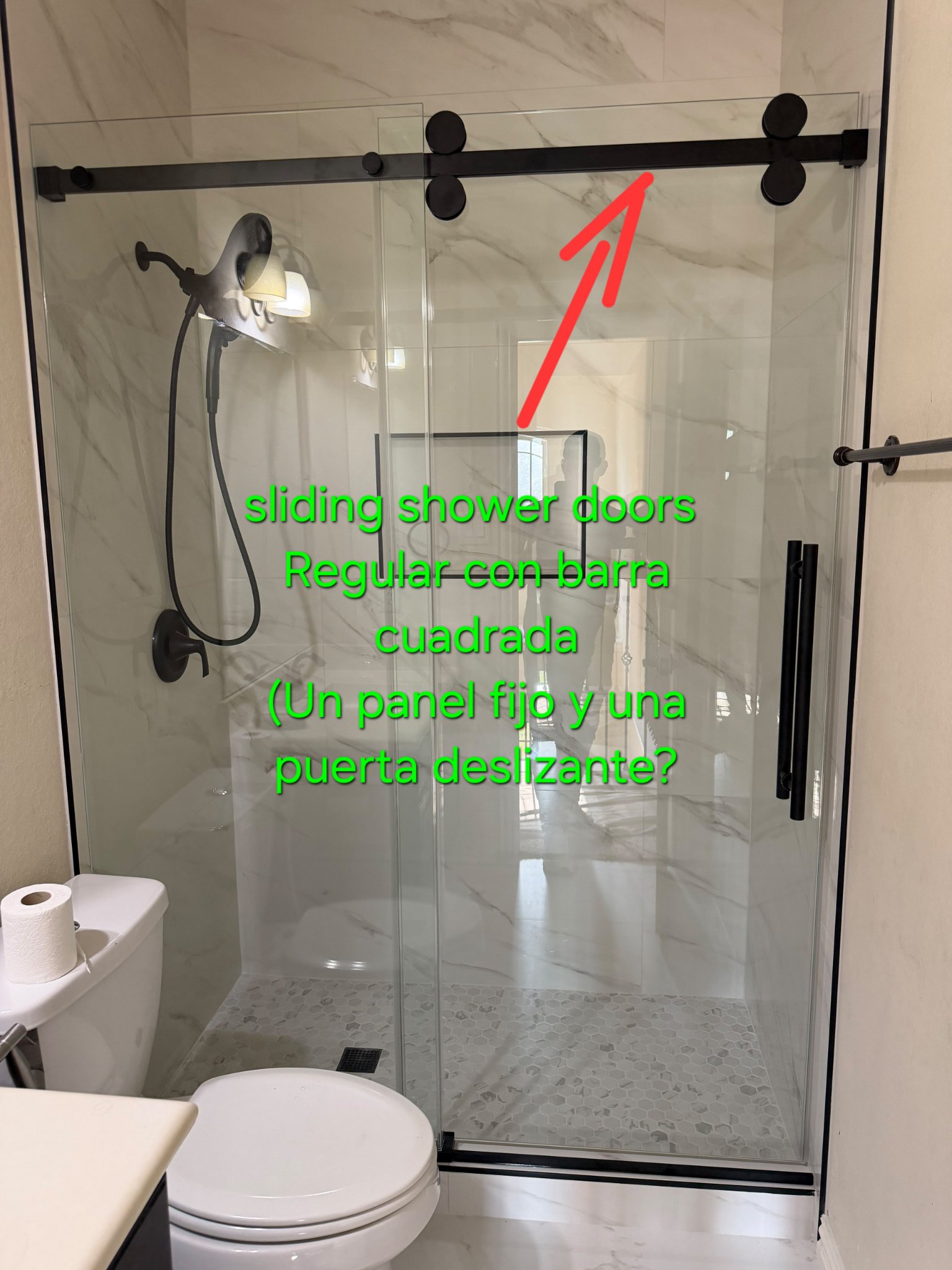 Regular sliding with a square bar: one fixed panel and one sliding door
