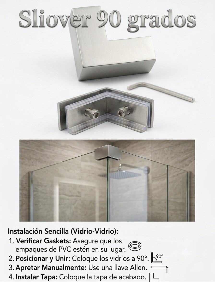 Sliover 90 degrees: simple glass-to-glass installation